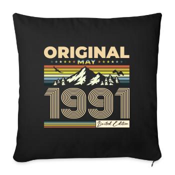 Original Mai 1991 Millésime 1991 Anniversaire 1991 - Housse de coussin décorative 45 x 45 cm - noir - Devant