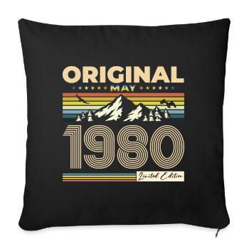 Original mai 1980 ' s Vintage 1980's Anniversaire des années 1980 - Housse de coussin décorative 45 x 45 cm - noir - Devant