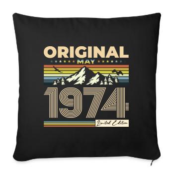 Original Mai 1974 Millésime 1974 Anniversaire 1974 - Housse de coussin décorative 45 x 45 cm - noir - Devant