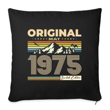 Original May 1975 Vintage 1975 Birthday 1975 - Sofa pillowcase 17,3'' x 17,3'' (45 x 45 cm) - black - Front