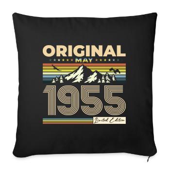 Original May 1955 Vintage 1955 Birthday 1955 - Sofa pillowcase 17,3'' x 17,3'' (45 x 45 cm) - black - Front