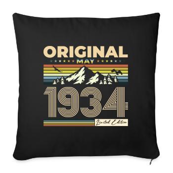 Original Mai 1934 Vintage 1934 Anniversaire 1934 - Housse de coussin décorative 45 x 45 cm - noir - Devant