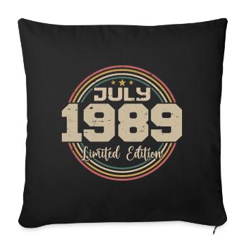 1989 Anniversaire Juillet 1989 Cadeau Juillet 1989 - Housse de coussin décorative 45 x 45 cm - noir - Devant
