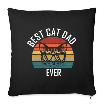Meilleur papa chat motif chat cadeau rétro papa chat - Housse de coussin décorative 45 x 45 cm - noir - Devant