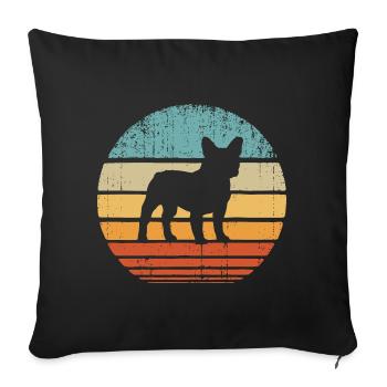 French Bulldog - Sunset Retro - Französische - Sofa pillowcase 17,3'' x 17,3'' (45 x 45 cm) - black - Front