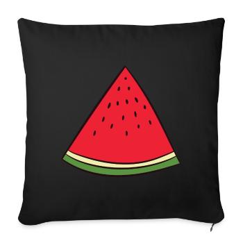 Wassermelone - Scheibe, Stück, viertel, Dreieck - Sofakissenbezug 45 x 45 cm - Schwarz - Vorne