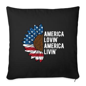 America Lovin America Livin Patriotic Independence - Sofa pillowcase 17,3'' x 17,3'' (45 x 45 cm) - black - Front