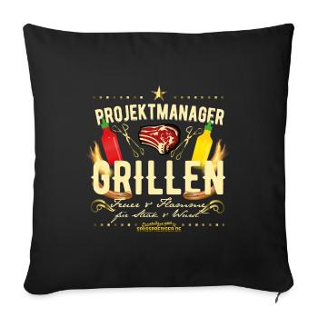 Projektmanager Grillen - Sofakissenbezug 45 x 45 cm - Schwarz - Vorne