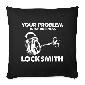 No key no problem lock service design - Sofa pillowcase 17,3'' x 17,3'' (45 x 45 cm) - black - Front