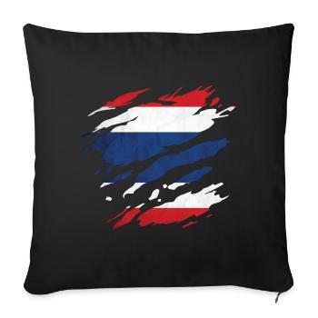 Thailand - National flag, scratches, cracks - Sofa pillowcase 17,3'' x 17,3'' (45 x 45 cm) - black - Front