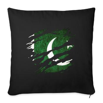 Pakistan - national flag, scratches, cracks - Sofa pillowcase 17,3'' x 17,3'' (45 x 45 cm) - black - Front