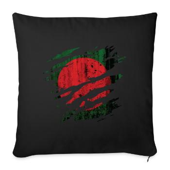 Bangladesh - national flag, scratches, cracks - Sofa pillowcase 17,3'' x 17,3'' (45 x 45 cm) - black - Front