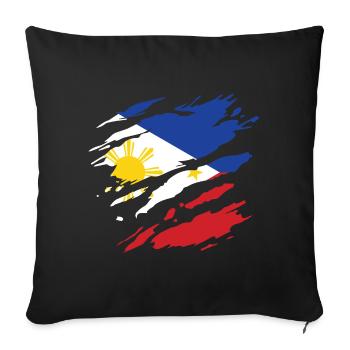 Philippines - national flag, scratches, cracks - Sofa pillowcase 17,3'' x 17,3'' (45 x 45 cm) - black - Front
