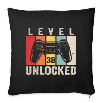 Level 38 Unlocked 38 Year Old Birthday Gift - Sofa pillowcase 17,3'' x 17,3'' (45 x 45 cm) - black - Front