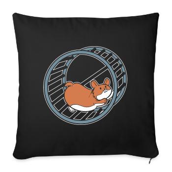 Hamster in a wheel Hamster owner - Sofa pillowcase 17,3'' x 17,3'' (45 x 45 cm) - black - Front