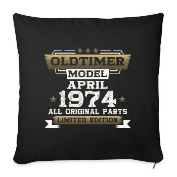 50th Birthday Man Vintage April Vintage 1974 - Sofa pillowcase 17,3'' x 17,3'' (45 x 45 cm) - black - Front