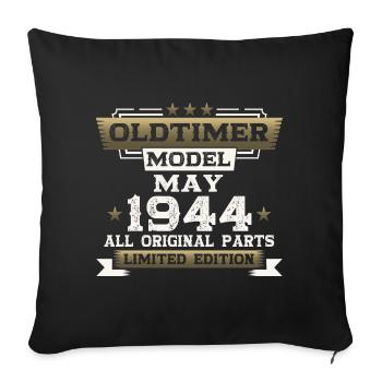 80e anniversaire homme Vintage Mai Vintage 1944 - Housse de coussin décorative 45 x 45 cm - noir - Devant