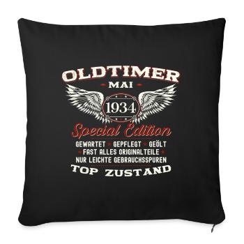 Oldtimer Mai 1934 Millésime 1934 Anniversaire 1934 - Housse de coussin décorative 45 x 45 cm - noir - Devant