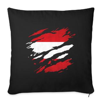Austria - National flag, scratches, cracks - Sofa pillowcase 17,3'' x 17,3'' (45 x 45 cm) - black - Front