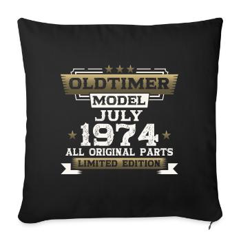 Vintage July 1974 Vintage 1974 50th Birthday 74 - Sofa pillowcase 17,3'' x 17,3'' (45 x 45 cm) - black - Front