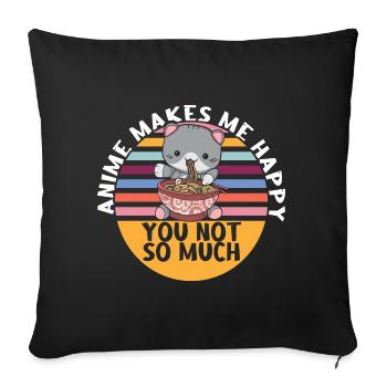 Cat Kawaii Anime Saying Gift - Sofa pillowcase 17,3'' x 17,3'' (45 x 45 cm) - black - Front