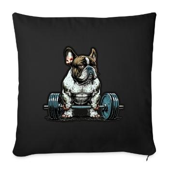 Français Bulldog Frenchie Bodybuilding Dog - Housse de coussin décorative 45 x 45 cm - noir - Devant
