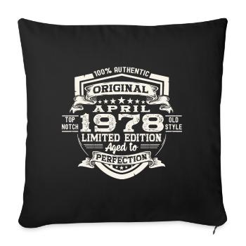 45e anniversaire homme Original April né en 1978 - Housse de coussin décorative 45 x 45 cm - noir - Devant