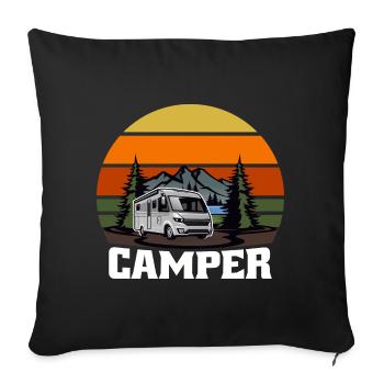 Cadeau Camper Camper Caravan - Housse de coussin décorative 45 x 45 cm - noir - Devant