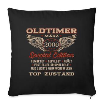 18. Geburtstag Oldtimer März Jahrgang 2006 - Sofakissenbezug 45 x 45 cm - Schwarz - Vorne