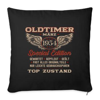 70. Geburtstag Oldtimer März Jahrgang 1954 - Sofakissenbezug 45 x 45 cm - Schwarz - Vorne