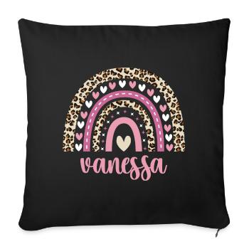 Vanessa Regenbogen Name Geburtstag Vanessa - Sofakissenbezug 45 x 45 cm - Schwarz - Vorne