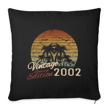 Vintage 2002 Anniversaire Cadeau 2002 Rétro 2002 - Housse de coussin décorative 45 x 45 cm - noir - Devant