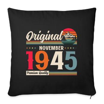 80e anniversaire Légende Novembre 1945 Volume 45 - Housse de coussin décorative 45 x 45 cm - noir - Devant