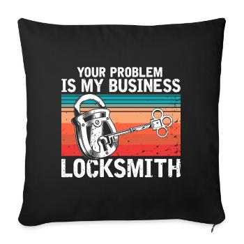 No key no problem lock service design - Sofa pillowcase 17,3'' x 17,3'' (45 x 45 cm) - black - Front