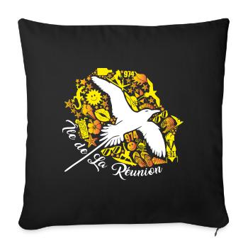 Île de la reunion paille en queue icones - Housse de coussin décorative 45 x 45 cm - noir - Devant