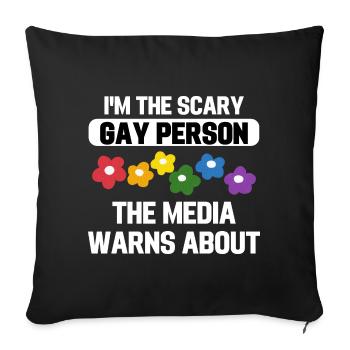 Rainbow Flowers Gay Pride Funny Gift LGBT - Sofa pillowcase 17,3'' x 17,3'' (45 x 45 cm) - black - Front