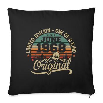 1968 juin 1968 original - juin 1968 Anniversaire - Housse de coussin décorative 45 x 45 cm - noir - Devant