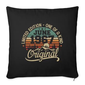 1967 June 1967 original - June 1967 Anniversary - Sofa pillowcase 17,3'' x 17,3'' (45 x 45 cm) - black - Front