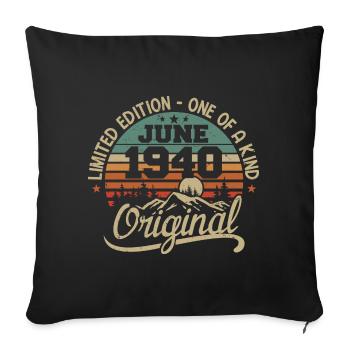 1940 June 1940 Original - June 1940 Anniversary - Sofa pillowcase 17,3'' x 17,3'' (45 x 45 cm) - black - Front