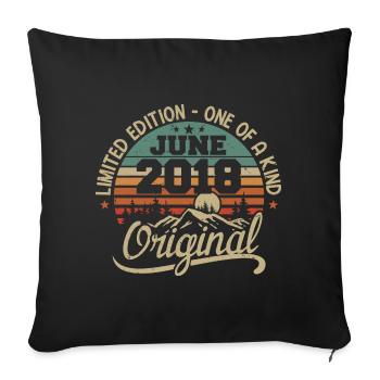 2018 Juin 2018 Original - Juin 2018 Anniversaire - Housse de coussin décorative 45 x 45 cm - noir - Devant
