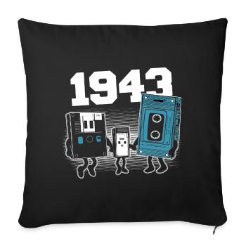 Vintage Née En 1943 Cadeau Anniversaire 1943 - Housse de coussin décorative 45 x 45 cm - noir - Devant