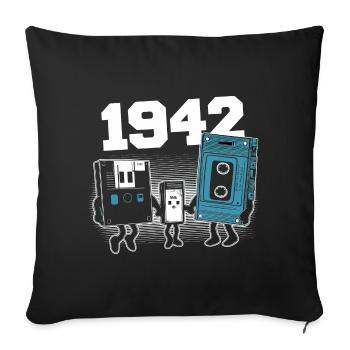 Vintage Born In 1942 Birthday Gift 1942 - Sofa pillowcase 17,3'' x 17,3'' (45 x 45 cm) - black - Front
