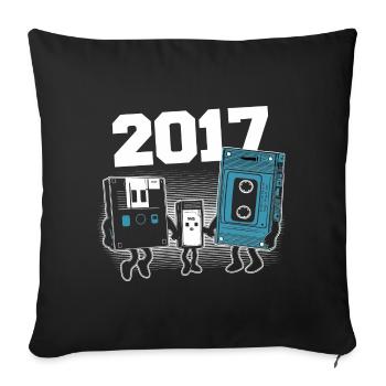 Vintage Née En 2017 Cadeau Anniversaire 2017 - Housse de coussin décorative 45 x 45 cm - noir - Devant