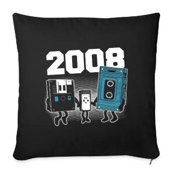 Vintage Born In 2008 Geburtstagsgeschenk 2008 - Sofakissenbezug 45 x 45 cm - Schwarz - Vorne