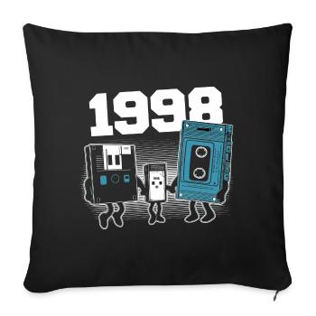 Vintage Née En 1998 Cadeau Anniversaire 1998 - Housse de coussin décorative 45 x 45 cm - noir - Devant