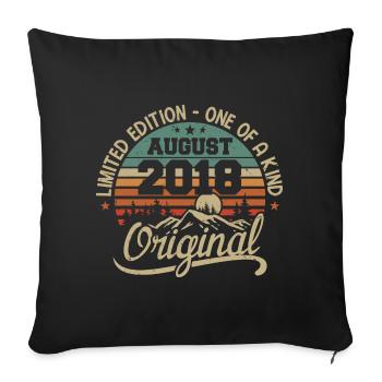 August 2018 Geburtstagsgeschenk - geboren im August 2018 - Sofakissenbezug 45 x 45 cm - Schwarz - Vorne