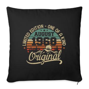 August 1968 Birthday Gift - Born August 1968 - Sofa pillowcase 17,3'' x 17,3'' (45 x 45 cm) - black - Front