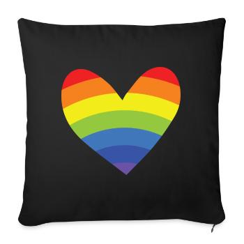 Arc-en-ciel - Cœur - Housse de coussin décorative 45 x 45 cm - noir - Devant