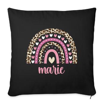 Marie Regenbogen Name Geburtstag Marie - Sofakissenbezug 45 x 45 cm - Schwarz - Vorne