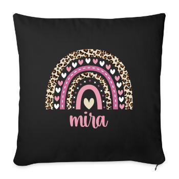 Mira Regenbogen Name Geburtstag Mira - Sofakissenbezug 45 x 45 cm - Schwarz - Vorne